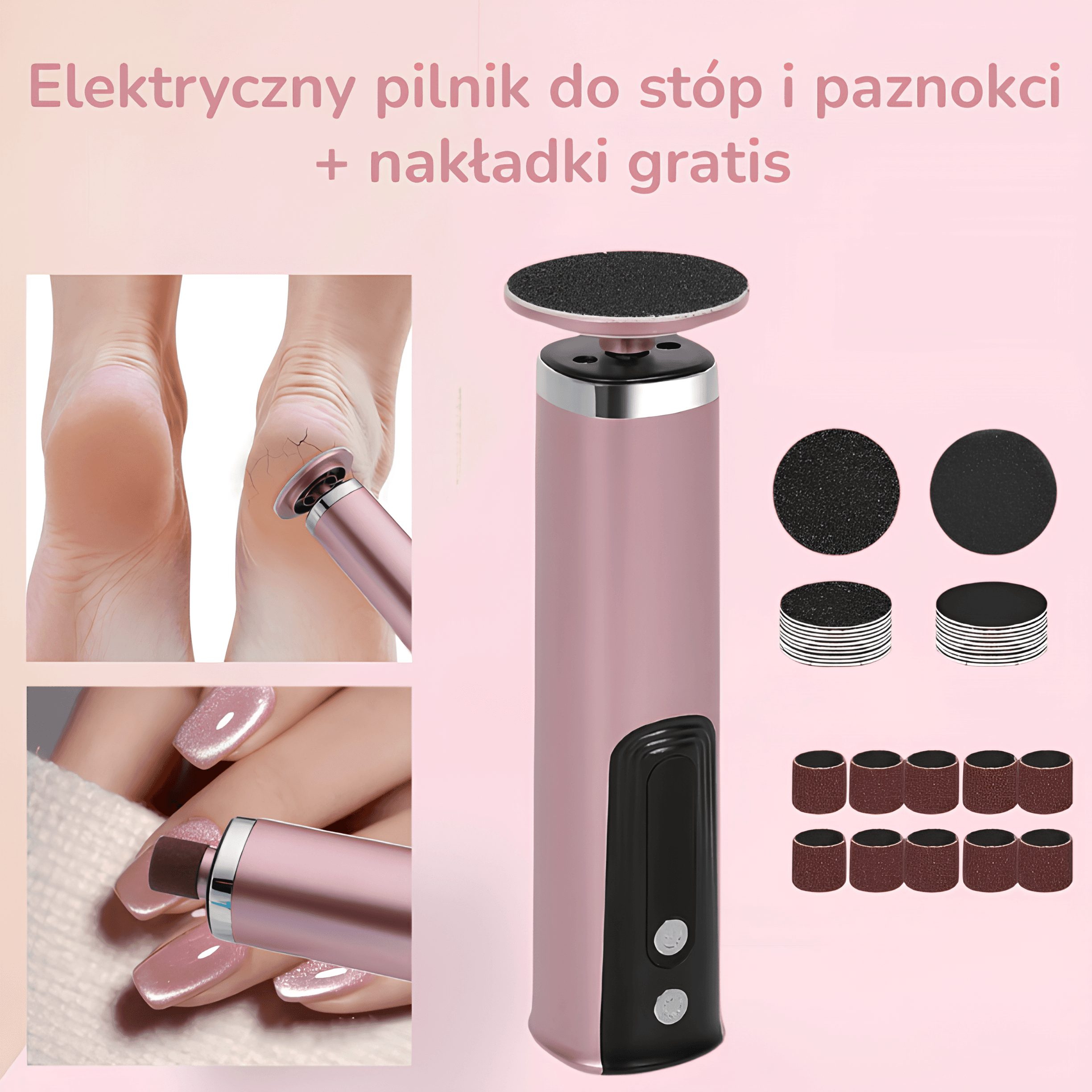 SoftFoot - Elektryczny pilnik do stóp i paznokci + 30 krążków ściernych GRATIS