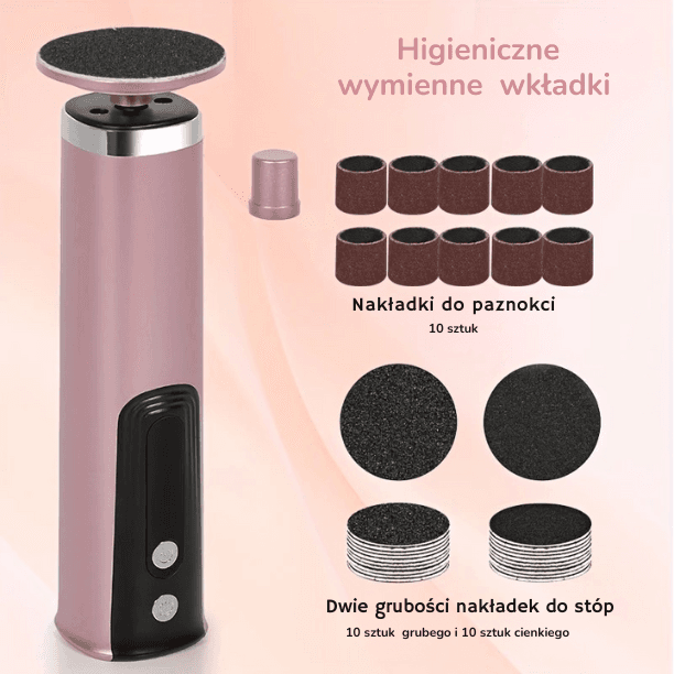 SoftFoot - Elektryczny pilnik do stóp i paznokci + 30 krążków ściernych GRATIS