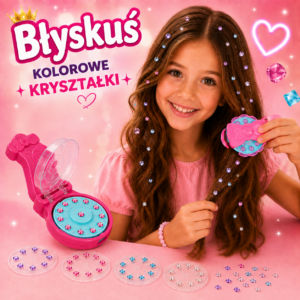 Błyskuś– zestaw do ozdabiania włosów kryształkami (180 sztuk kryształków)
